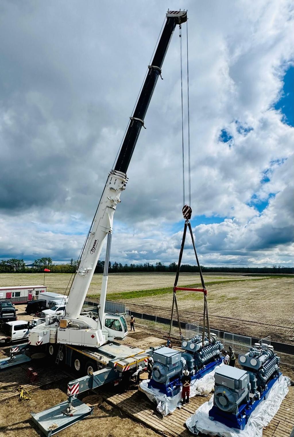 Crane lifting equipment during construction at the AHI campus
